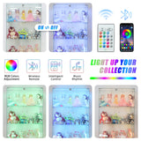 Fetuero Glass Display Cabinet,5 Shelves Double Door LED Lights Curio Cabinet for Collection with Wheels, 74.8" High Glass Display Case for Living Room Bedroom Playroom Office,White Fetuero