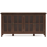 SIMPLIHOME Artisan SOLID WOOD 66 Inch Wide Contemporary Wide 4 Door Storage Cabinet in Russet Brown, For the Living Room, Entryway and Family Room SIMPLIHOME