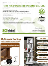 360-Degree Rotating Wooden Bookshelf Tower with Wheels and Storage Drawers DGYLHBJ