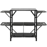 VEVOR Camping Kitchen Table, Aluminum Folding Portable Outdoor Cook Station with 4 Iron Side, 2 Shelves & Carrying Bag, Quick Installation for Picnic BBQ Beach Traveling VEVOR