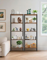 OUTONLIFE 5 Tier Bookshelf with LED Light, Dimmable Bookcase with Touch & Remote Control, 3 Color Temperatures, Tall Modern Display Standing Shelf for Living Room, Bedroom, Home Office (Rustic Brown) OUTONLIFE