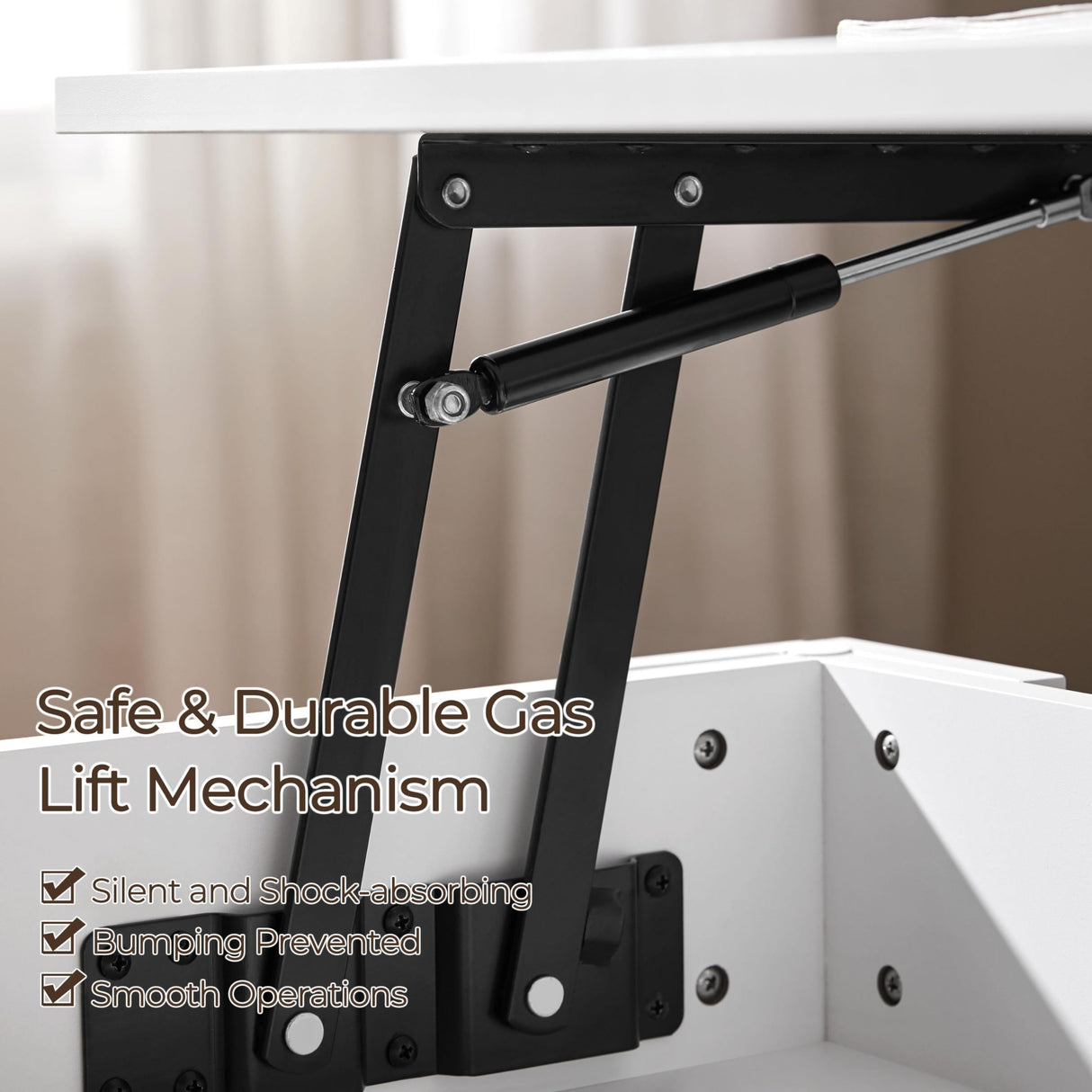 Yaheetech Lift Top Coffee Table with Hidden Compartment and Storage Shelf, Rising Tabletop Dining Table for Living Room Reception Room, 47.5in L, White Yaheetech