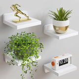 Fixwal Floating Shelves for Wall, Rustic Wood Small Wall Mounted Shelves for Bedroom, Living Room, Kitchen, Bathroom Decor, Set of 4, 5 x 5 Inches (White) Fixwal