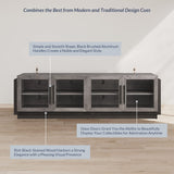 BELLEZE 70" TV Stand for TVs up to 75", Modern TV Cabinet & Entertainment Center with Shelves, Wood Storage Cabinet for Living Room or Bedroom - Brixston (Grey) BELLEZE