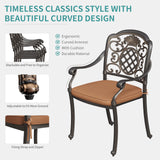 Garvee 6 Piece Patio Dining Chairs with Cushions, Outdoor All-Weather Cast Aluminum Chairs, Patio Bistro Dining Chair Set of 6 for Garden Deck Backyard, Dark Bronze Garvee