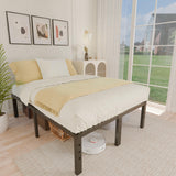 ALDRICH Metal Bed Frame Queen Size - 16 Inch Tall Black Basic Steel Slats Platform, Easy Assembly Heavy Duty Noise Free Bedframes, No Box Spring Needed ALDRICH