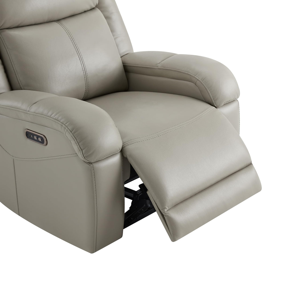 Watson & Whitely Genuine Leather Power Recliner Chairs for Adults, Wall Hugger RV Recliner with Power Headrest & Charging Ports, Electric Recliner Sofa Chair for Living Room, Grey Watson & Whitely