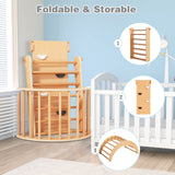 Beright 4 in 1 Pikler Triangle Gym, Montessori Foldable Climber with Ramp, Indoor Climbing Toys for Kids, Climbing Triangle for Toddlers Arch Climber, Rocker, Learning Waldorf Toy Structure, Natural Beright