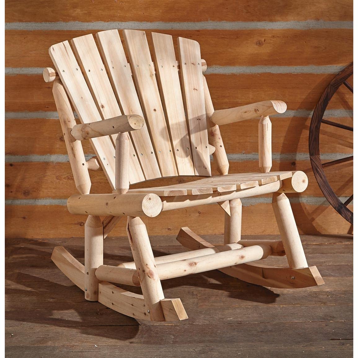 CASTLECREEK Outdoor Rocking Chair Wooden, Oversized Adirondack Rocker for Porch and Patio CASTLECREEK