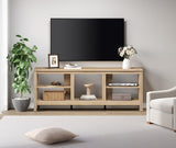 WAMPAT Farmhouse TV Stand for TVs up to 75 Inch, Oak Entertainment Center for 80 inch TV Console Table with 5 Cubby Storages for Living Room Bedroom, 70 inch WAMPAT