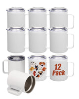 OFFNOVA 12oz Sublimation Tumblers Blank with Handle and Lid,12 Pack Stainless Steel Coffee Tumblers, Double Wall Vacuum Camping Cup for Hot & Cold Drinks Tea OFFNOVA