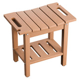VINGLI 18 Inch HDPE Outdoor Patio Garden Small Bench Seat, Waterproof Shower Bench, Backless HDPE Stools Chairs for Inside Shower, Outdoor Short Stools (Teak) VINGLI