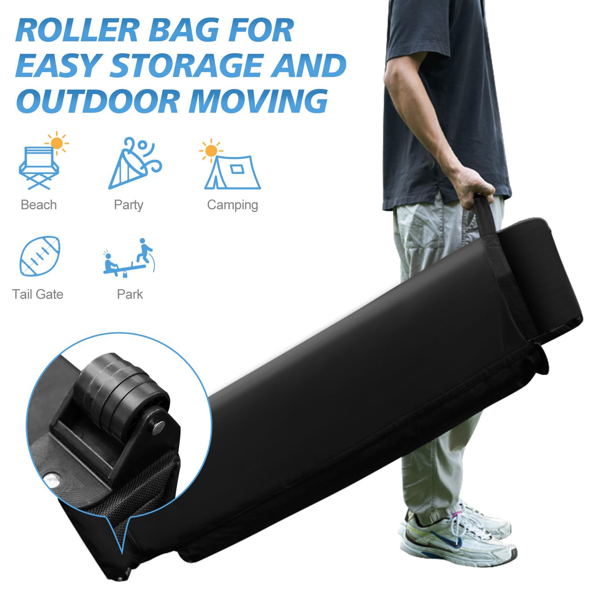 WEIZE Pop up Canopy Tent 10x10ft, 1-Button Push Setup, Instant Portable Shelter, Adjustable Height, Portable Roller Bag, 4 Weight Bags, Guy Ropes & Stakes Included, White WEIZE