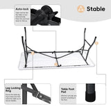 6FT Folding Table HDPE Foldable Desk Banquet Surface Fold-in-Half Utility for Working Meeting Parties, Picnic, Camping, Weddings, Catering, Garden Dining-White pollilar