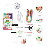 Uniquilling Quilling Kit, Paper Quilling Kits, 8 * 10-in Green Turtle Paper Filigree Kits with Quilling Tools& Using Manual, DIY Quilling Artwork Modern Wall Art for Living Room Uniquilling