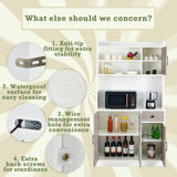 LOKO Kitchen Pantry Storage Cabinet, Kitchen Buffet with Hutch with Adjustable Shelves and Cable Management Hole, Tall Kitchen Hutch with Anti-tip Devices, 39.5 x 15.5 x 71 inches (White) LOKO