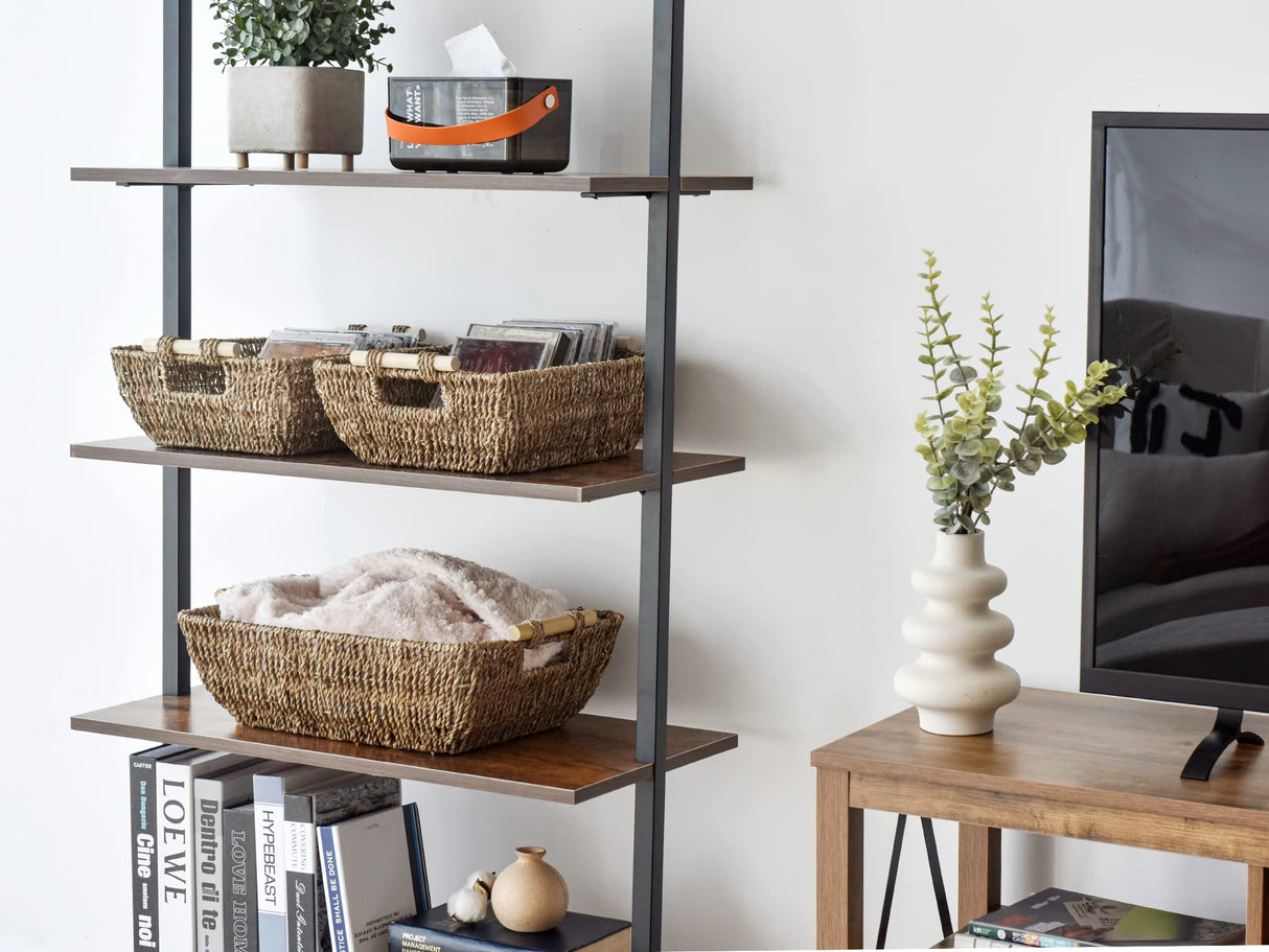 StorageWorks Hand-Woven Large Storage Baskets with Wooden Handles, Seagrass Wicker Baskets for Organizing, 2-Pack StorageWorks