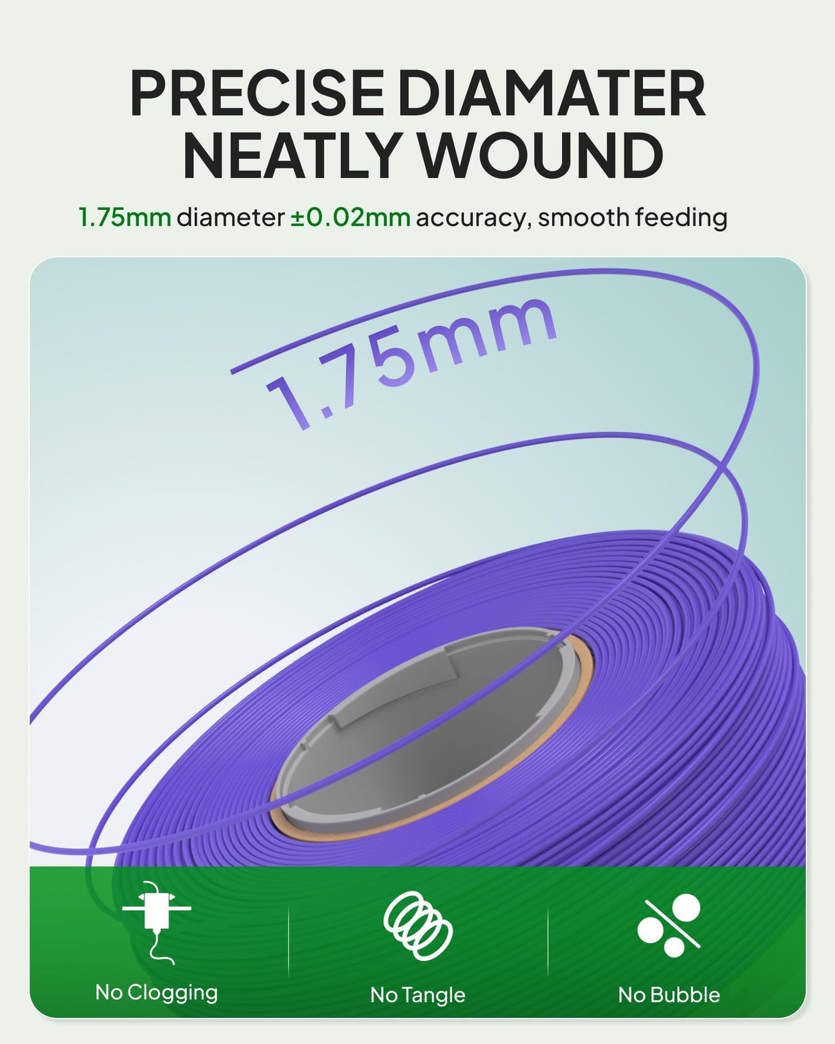 ELEGOO PLA Basic Refill Filament 1.75mm Black 1KG, 3D Printer Filament No Spool Dimensional Accuracy +/- 0.02mm, 3D Printing PLA for Reusable Spool Refilling ELEGOO