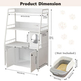 Redlife Cat Litter Box Enclosure Furniture, 2-in-1 Litter Box Furniture with Charging Socket 2 Shelves, Washroom Hidden Indoor Cat Cabinet, 53'' Wooden Pet Cabinet White Redlifeᅟᅠ