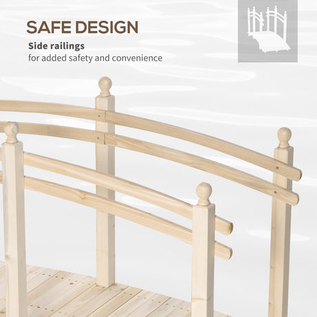 Outsunny 7.5' Wooden Arch Garden Bridge, Safety Rails for Backyard Ponds, Creeks, Streams, Natural Aosom
