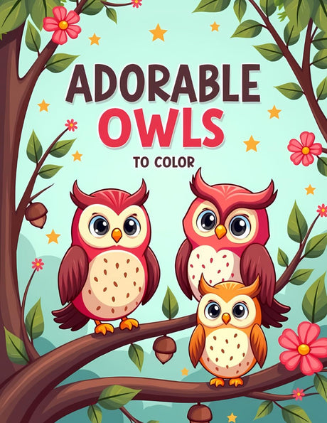 ADORABLE OWLS TO COLOR: Cute Owl Coloring Book for Kids Majosta