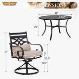 Sophia and William Swivel Patio Dining Set for 4, Outdoor Table and Chairs, Removable Seat Cushions, Black 42" Round Patio Dining Table Sophia & William