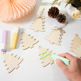 72 Pieces Wooden Christmas Tree Cutouts Crafts Embellishments Unfinished Christmas Tree Hanging Ornaments Blank Christmas Tree Wood Cutouts Slice with Ropes for DIY Crafts Christmas Xmas Decoration AWIZOM