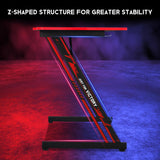 XXkseh 39 Inch Gaming Desk Z-Shaped Computer Gaming Workstation with Headset Hook Home Office Desk, Ergonomic Small Gaming Table and Small Desk with Footbed, MDF Desktop and Metal Frame, Red XXkseh