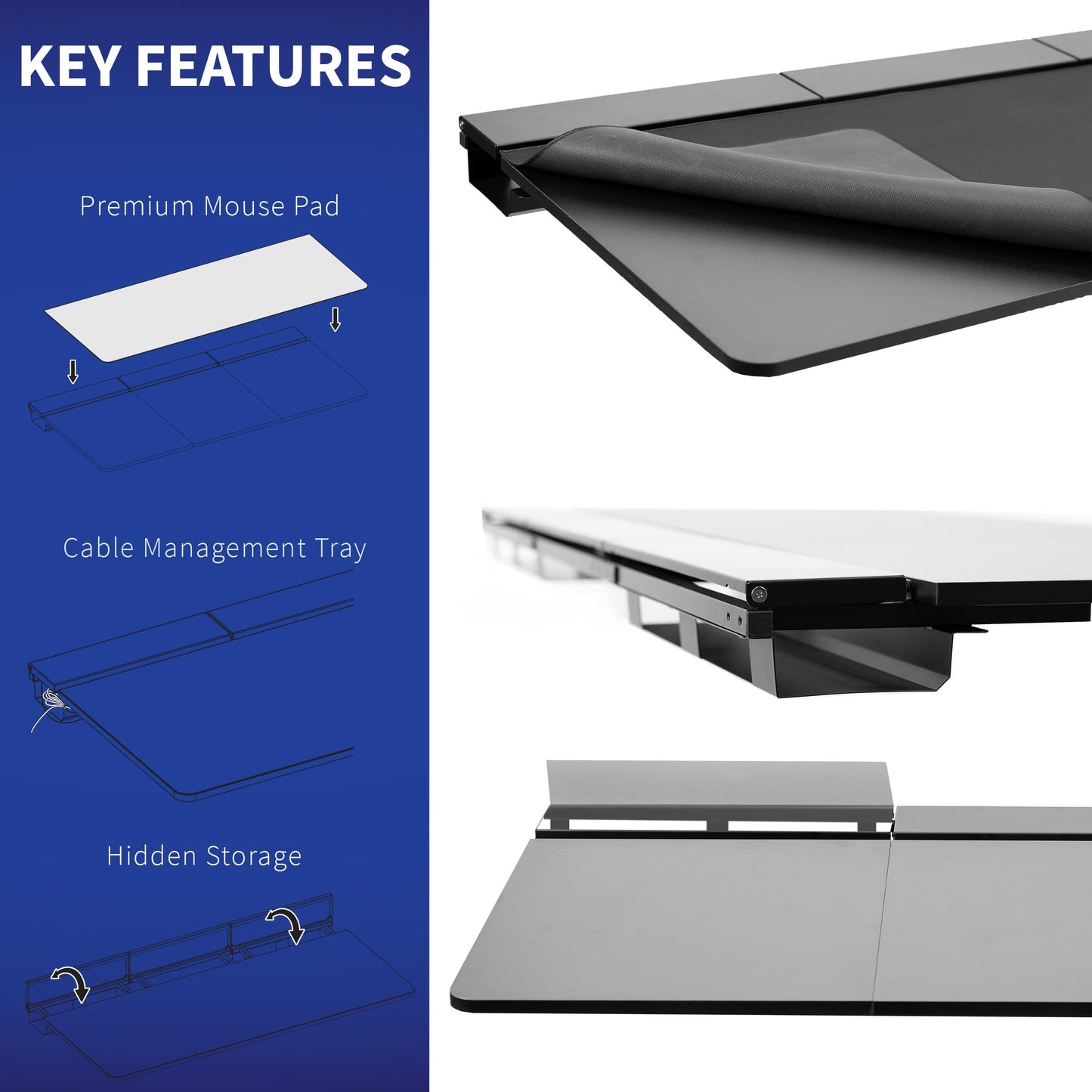 VIVO Electric Height Adjustable 60 x 30 inch Memory Stand Up Desk, Black Table Top with Built-in Concealed Cable Trays and Full-Size Pad, Gray Frame, - WoodArtSupply