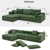 P PURLOVE Modern Sectional Sofas for Living Room, Modular L-Shape Couch, Upholstered Sleeper Sofa for Bedroom, Salon, 2 PC Free Combination, Green P PURLOVE