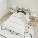 Max & Lily Scandinavian Full Bed for Kids, Solid Wood Twin Frame with Slatted Headboard in White/Blonde Max & Lily
