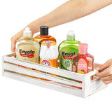 Noamus 2 Pack Bathroom Decor Box, Wooden Toilet Paper Holder, White Toilet Storage Basket, Toilet Tissue Tray with Handles for Home Decor, Farmhouse Tank Topper, Bathroom Kitchen Counter(2 Size) Noamus