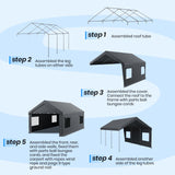 Carport 12x20 Heavy Duty Portable Garage,Carport Canopy with Roll-Up Windows & Doors,Portable Garage and Shelter with Removable Sidewalls,Car Tent Garage with All-Season Tarp for Truck Boat Tractor BUPPLEE