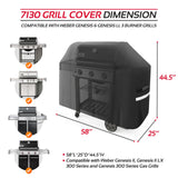 7130 Grill Cover for Weber Genesis II 3 Burner Grill & Genesis 300 Series Grills Waterproof, Windproof, Anti-UV Material Outdoor Fade Resistant BBQ Cover Compared to Weber 7130,58" Grill Cover AOREWTGGH