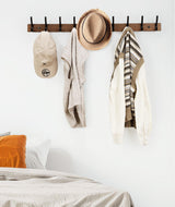 Optish Coat Rack Wall Mount, 16.5 x 2 Inches Wood Coat Hooks, Hat Rack for Walls, Wall Hooks for Hanging with 5 Hooks, Towel Hanger Purse Rack for Entry Bedroom Bathroom (1Pack, Brown) Optish