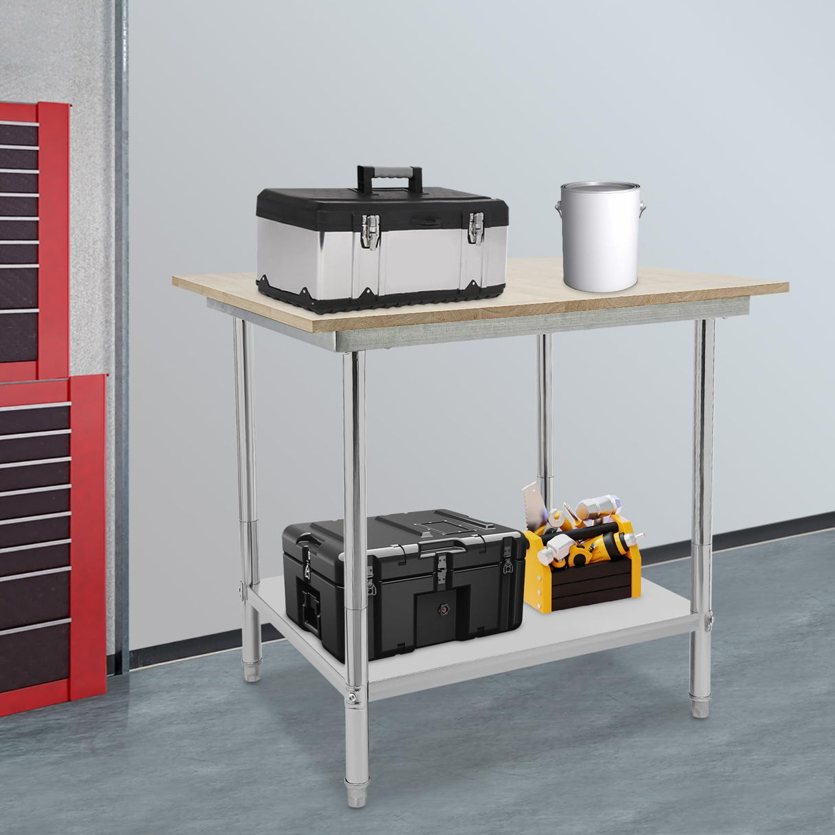 Maple Top Work Table, 36 x 30 x 34 Inch Commercial Butcher Block Wooden Workbench, Kitchen Island Table, Fits Restaurant, Warehouse, Home, Kitchen, Garage Hilberiazel