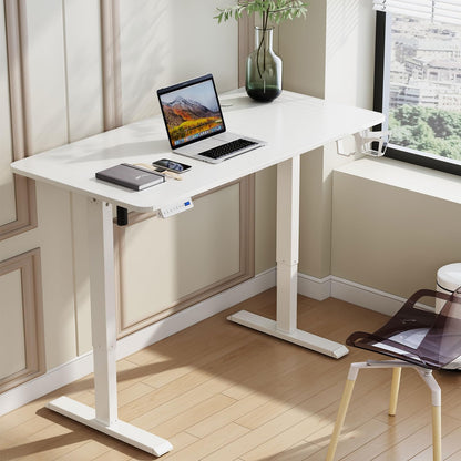 RRTECHFORU Electric Standing Desk, Adjustable Height Stand up Desk, 63x24 Inches Sit Stand Home Office Desk with Splice Board White - WoodArtSupply