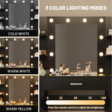 Furmax Vanity Desk with Mirror, LED Lights and Power Outlet Makeup Vanity Table with 7 Drawers and 6 Storage Shelves Dressing Table for Bedroom Dressing Room (Black) Furmax