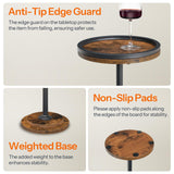 HOOBRO Small Round Side Table, Drink Table, Coffee Martini Table with Pedestal Accent for Small Spaces in Living Room, Bedroom, Sofa Couch, Rustic Brown BF168BZ01 HOOBRO