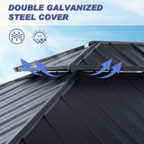 CHARMELEON 10'x12' Wood Gazebo,Patio Cedar Wood Gazebo with Mosquito Netting and Curtains, Galvanized Steel Hardtop Pavilion for Outdoor, Garden, Deck CHARMELEON