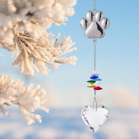 Pet Memorial Gifts for Dogs Cat: Loss of Dog Sympathy Gift- Rainbow Bridge Heart Shape Crystal Suncatcher, Pet Remembrance Ornament in Memory of Puppy, Thoughtful Passing Away Sympathy Keepsake Cynlsum