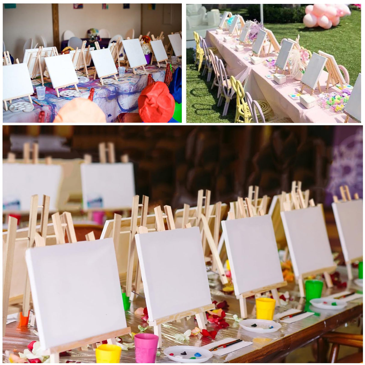Falling in Art 12Inch Wood Easel Stand, Tabletop Display Stand A-Frame Artist Easel for Painting Canvas, Portable Photo, Picture and Sign Holder (4 Pack) Falling in Art