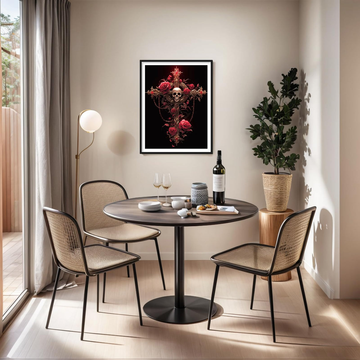 5D Skull Diamond Art Kits for Adults, Cross Diamond Painting Kits for Beginners, Gothic DIY Full Round Drill Diamond Dots Gem Art Crafts for Adults, Home Wall Halloween Decor Gifts, 12x16 Inch PINFFSHU