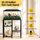 KDSOM 20 Gallon Fish Tank Stand Aquarium Stand, Metal Fish Tank Table, 3 Tier Turtle Reptile Terrarium Tank Stand for Home Office, 29.1" X 12.2" X 29.5", Black KDSOM