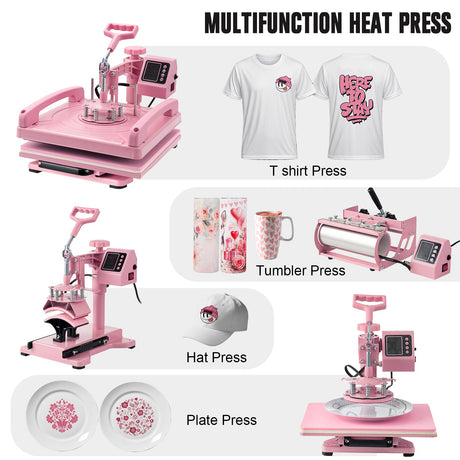 Hitgrand Heat Press Machine 15x15 inch, Heat Press Machine for T-Shirts, 5 in 1 Heat Press with 30 OZ Tumbler Press, Combo Tumbler Heat Press Machine Sublimation for Hat Cap Mug Plate Hitgrand