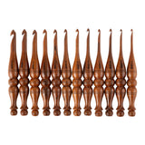 Bhartiya Handicrafts Wooden Crochet Hooks Set, 12pcs Ergonomic Knitting Needles - Rosewood, 3.5mm(E) to 12mm(P) - Includes Holder Bhartiya Handicrafts