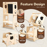 FOBIG Collapsible Toddler Kitchen Step Stool With Chalkboard, Safety Rail, and Standing Tower for Kids 1-3 FOBIG