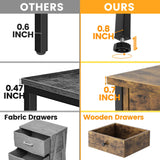 Night Stand Set of 2, Bedside Table with Drawers, Modern End Side Table with Storage Shelves, Versatile Nightstands for Bedroom Living Room Sofa Couch, Wood Metal Bedroom Furniture, Rustic Brown CALERTAIN