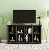 OSCHF Cube Shelf Bookcase with Base - Wooden 2 Tiers Floor Standing Low Storage Cabinet for Home and Office, 8-Cube Lattice Bookshelf, Black