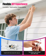 POOFZY Permanent Outdoor Lights for House, 200ft RGB+IC Smart Outdoor Decor, 50 Scene Modes, App/Remote Control, IP68 Waterproof, for Christmas, Holiday, Daily & Pool Party Decor, House Roof Lighting POOFZY